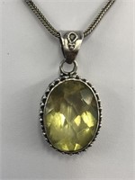 Sterling Silver Lemon Quartz Pendant