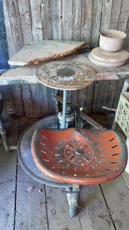 Pottery kick or electric wheel with seat and