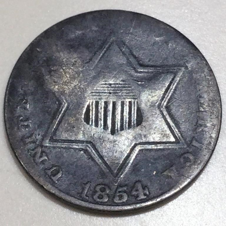 1854 Three Cent Silver