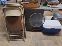 Card Table, 4 Chairs, Patio Stand, Cooler