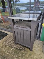 Rolling barbeque side table 35" t x 32" w