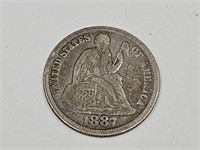 1887 Silver Seated Dime Coin