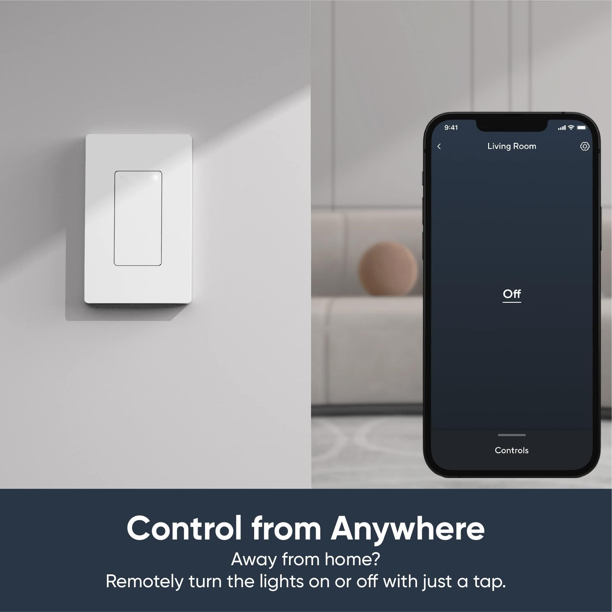 Wyze Switch, 2.4 GHz WiFi Smart Light Switch, Sing