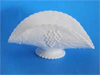 LARGE VTG FENTON 1960S MILK GLASS HOBNAIL FRUIT