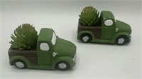 2ct Pickup Truck Faux Mini Succulent Decor GREEN