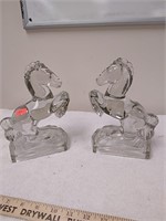 Clear glass horse bookend