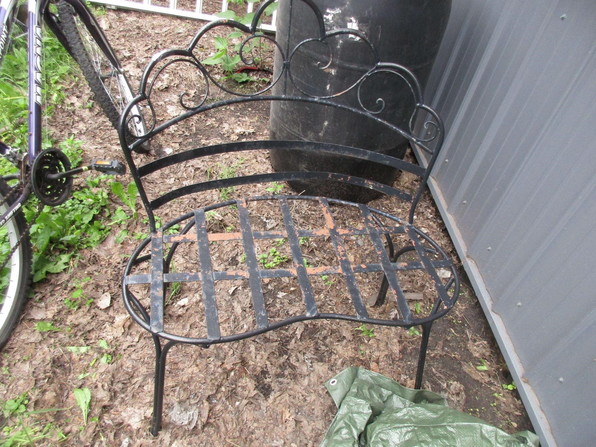 Outside metal bench