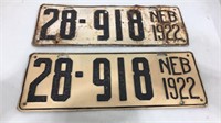 Pair of 1922 Nebraska license plates