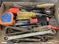 Tape measure, screwdrivers, wrenches & misc