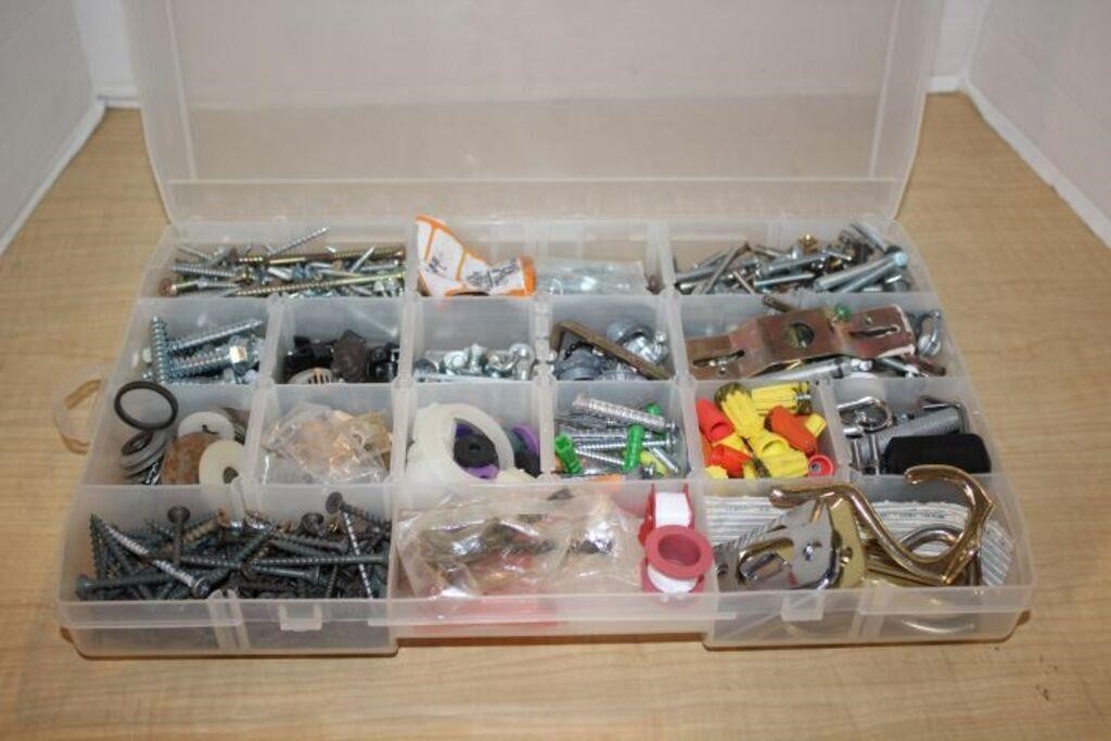 PLASTIC DIVIDED STORAGE TRAY WITH CONTENTS