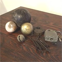Metal Ball, Door Knobs, Skeleton Keys, Padlock
