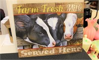 Metal Farm Fresh Milk sign
