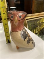 Vintage Tonala Owl Mexican Pottery 7" H No Cracks