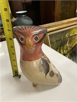 Vintage Tonala Owl Mexican Pottery 7" H No Cracks