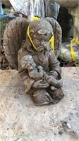 Concrete angel w/ baby, 10" tall