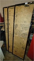 3 panels for room dividers w/newsprint