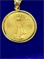 U.S. $5 GOLD ROMAN NUMERIAL COIN NECKLACE