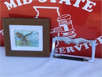 Hand Drawn Eagle Picture & License Plate Holder