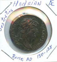 Ancient Roman Hadrian Sestertius: AD 130-138