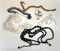 GREAT LOT OF VINTAGE - ANTIQUE BEADED NECKLACES