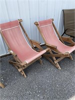 Canvas folding chairs.