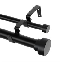 Black Double Curtain Rods for Windows 72 to 144 In