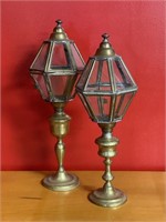 Nice Pair Brass Lantern Candlesticks