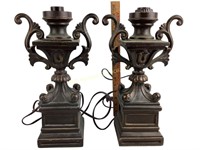 Pair of table lamps missing shades decorative