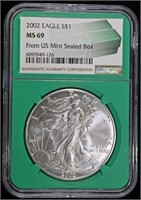 2002 AMERICAN SILVER EAGLE NGC MS69