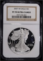 2007-W AMERICAN SILVER EAGLE NGC PF70 ULTRA CAMEO