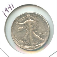 1941 Walking Liberty Silver Half Dollar