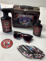 NASCAR TIN LUNCHBOX WITH DALE EARNHARDT ITEMS