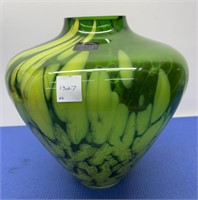 Handmade Makora Vase Green Swirls Made in Poland
