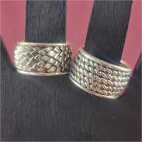 Two .925 Silver Band Rings by Jai sz 10, 0.7ozTW