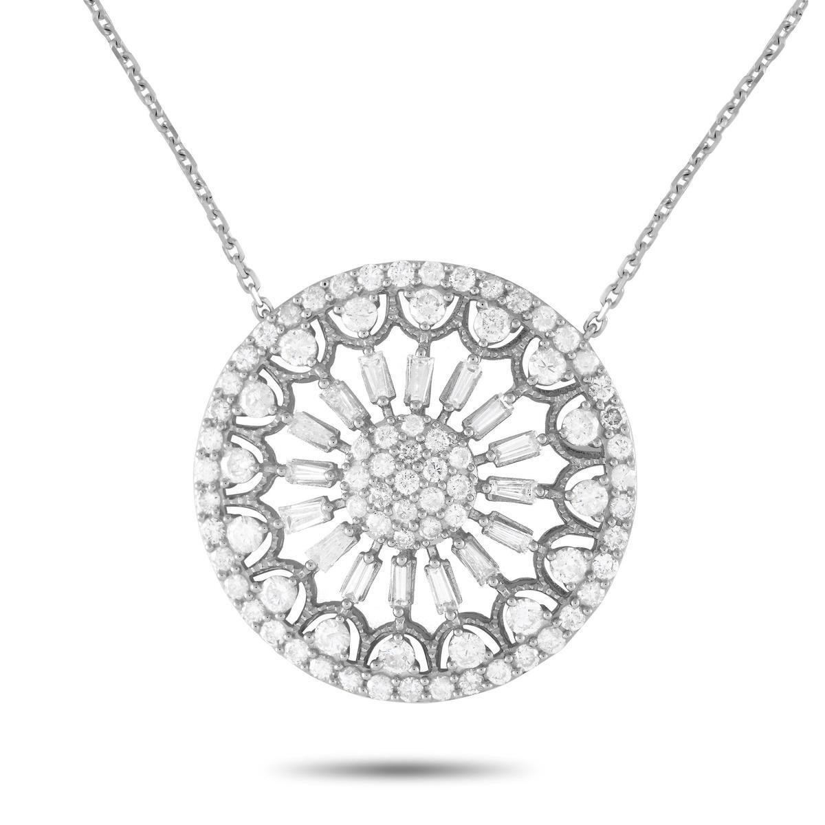 14K White Gold 2.25ct Diamond Filigree Medallion N