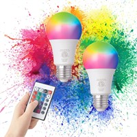 Smart RGB LED Bulbs with Remote, Set of 2