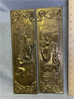 Vintage Brass Wall Plaques Marked Elpec England