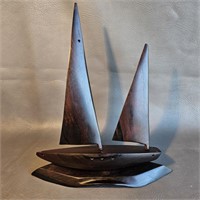 Woden Sailboat Sculpture