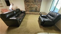 Leather sofa and recliner