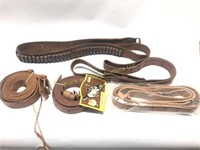 Assortment of Gun Leather Including 22 Ammo Belt