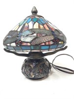 10" stained glass dragonfly lamp