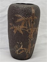 Japanese cloisonne porcelain vase w/ birds 9-1/4"