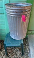 2– Metal Trash Cans & 1 Plastic Stool