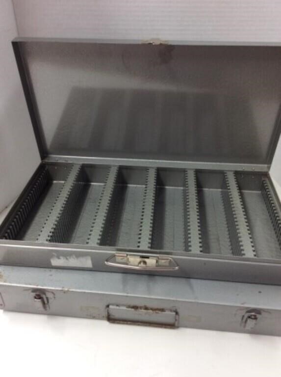 2 Metal Slide Tray Cases Holds 2"x2" Folders