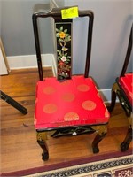 2 BLACK LACQUER ORIENTAL STYLE DINING CHAIRS