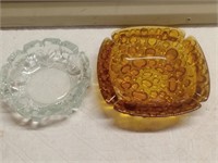 Pair of Vintage Glass Ashtrays