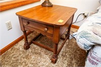 Oak End Table & Glass Top Coffee Table