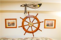 Ship Wheel; (2) Lake Photos