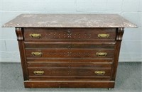 Antique Victorian Marble Top Chest