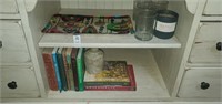 Shelf Lot, books, and candles
